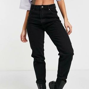 Bershka denim high rise Mom jean in Black